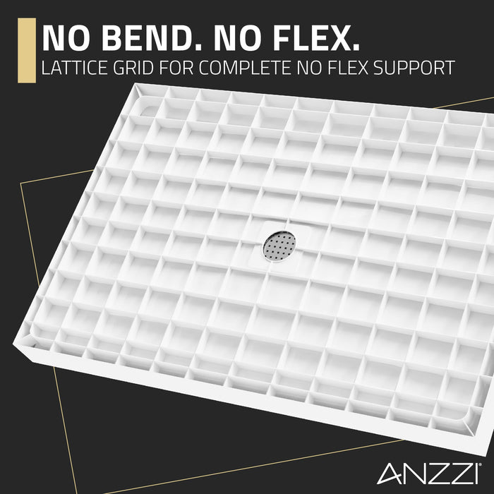ANZZI SB-AZ103C ALEXANDER 48" x 32" Center Drain Shower Base in White