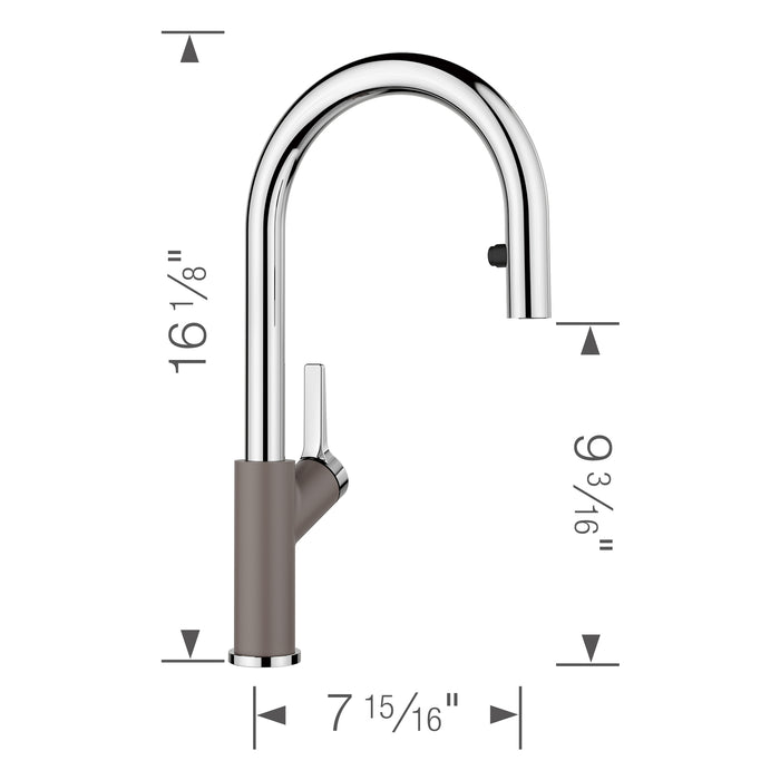 Blanco 526933 Urbena Pull-Down Dual-Spray Kitchen Faucet - Chrome/Volcano Gray