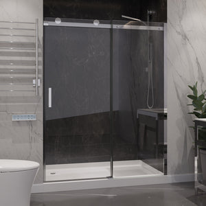 Rhodes Series 48 in. x 76 in. Frameless Sliding Shower Door with Handle in Chrome