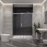 ANZZI SD-FRLS05701BN Rhodes Series 48" x 76" Frameless Sliding Shower Door with Handle in Brushed Nickel