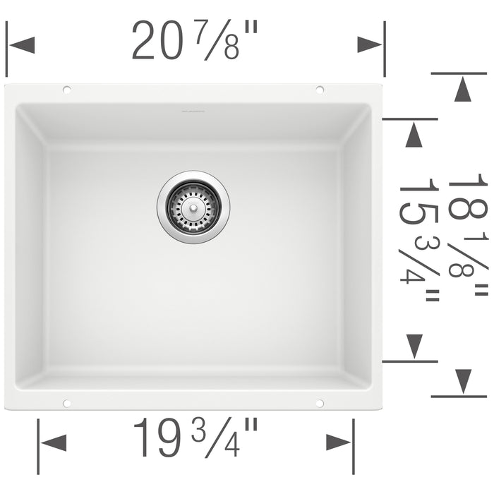 Blanco 513426 Precis SILGRANIT 21" Single Bowl Undermount Kitchen Sink - White