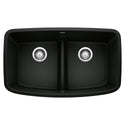 Blanco 442940 Valea SILGRANIT 32" 50/50 Double Bowl Undermount Kitchen Sink with Low Divide - Coal Black