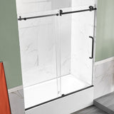 ANZZI SD1701MB-3260R 5 ft. Bathtub in White with 60" x 62" Frameless Sliding Tub Door in Matte Black