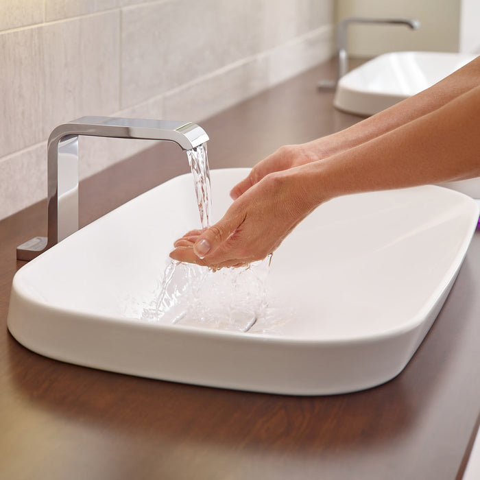 TOTO LT994G#01 Neorest Kiwami Rectangular Semi-Recessed Fireclay Bathroom Sink, Cotton White