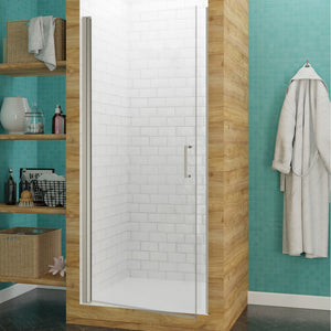 Lancer 29 in. x 72 in. Semi-Frameless Shower Door in Brushed Nickel