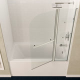 ANZZI SD05401BN-3260R 5 ft. Bathtub in White with 48" x 58" Frameless Tub Door in Brushed Nickel