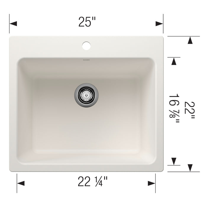 Blanco 401927 Liven SILGRANIT 25" Single Bowl Dual Mount Laundry Sink - White