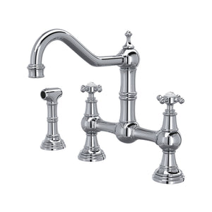 Rohl U.4755X-APC-2 Perrin and Rowe Edwardian Bridge Kitchen Faucet with Sidespray