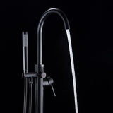 ANZZI FS-AZ0047BK Coral Series 2-Handle Freestanding Claw Foot Tub Faucet with Hand Shower in Matte Black