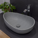 ALFI brand ABCO23O 23" Solid Concrete Wavy Oval Above Mount Vessel Sink