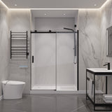 ANZZI SD-FRLS05702MB Rhodes Series 60" x 76" Frameless Sliding Shower Door with Handle in Matte Black