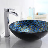 ANZZI LS-AZ198 Mosaic Series Vessel Sink in Blue/Gold Mosaic