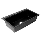 ALFI Brand AB3418SBDI-BLA Black 33" Granite Composite Workstation Single Bowl Drop-in Sink