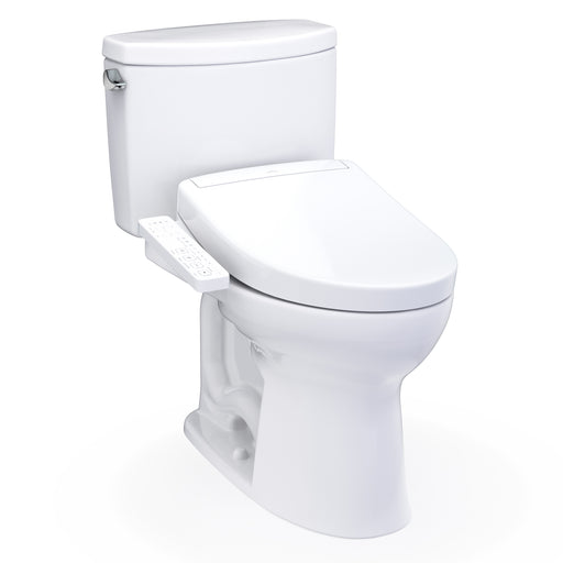 TOTO Washlet+ Drake II Two-Piece Elongated 1.28 GPF Toilet and Washlet+ S2 Bidet Seat, Cotton White - MW4543346CEFG#01