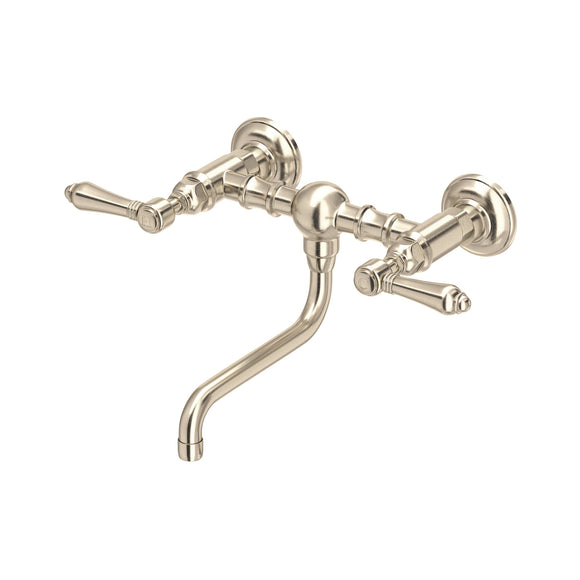 House of Rohl A1405/44LMSTN-2 Acqui Wall Mount Bridge Bathroom Faucet