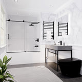 ANZZI SD-AZ8080-01MB Raymore Series 60" x 62" Frameless Sliding Tub Door in Matte Black