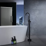 ANZZI FS-AZ0047BK Coral Series 2-Handle Freestanding Claw Foot Tub Faucet with Hand Shower in Matte Black