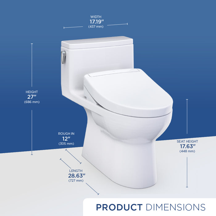 TOTO MW6723446CEFG#01 Redington WASHLET+ S5 One-Piece Elongated 1.28 GPF Universal Height Toilet