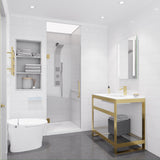 ANZZI SD-AZ8075-02BG Passion Series 30" by 72" Frameless Hinged Shower Door in Brushed Gold with Handle