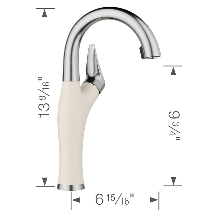 Blanco 443041 Artona Pull-Down Dual-Spray Bar Faucet - PVD Steel/Soft White