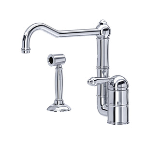 House of Rohl A3608LMWSAPC-2 Acqui Single Hole Column Spout Kitchen Faucet with Sidespray