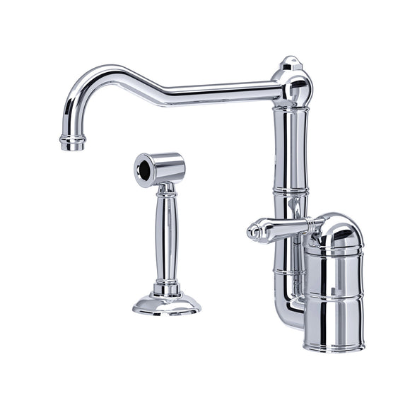 House of Rohl A3608LMWSAPC-2 Acqui Single Hole Column Spout Kitchen Faucet with Sidespray