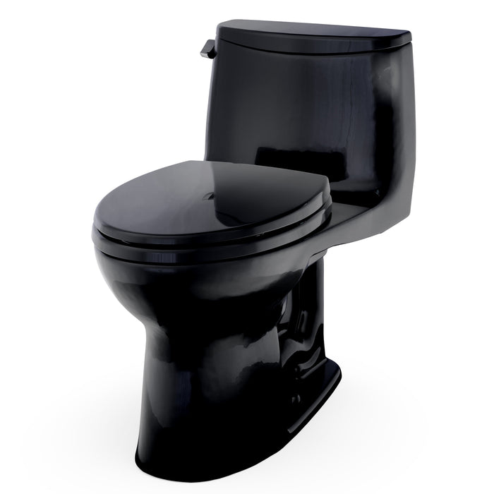TOTO MS608114CEF#51 UltraMax One-Piece Elongated 1.28 GPF Universal Height Toilet with Seat, Ebony (Black)