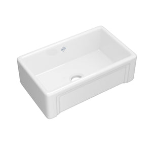 Rohl RC3017WH Shaws Original Egerton Casement Edge Front Single Bowl Farmhouse Apron Front Fireclay Kitchen Sink