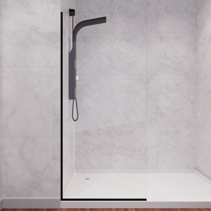 ANZZI SD-AZFL06001MB Veil Series 74" by 34" Framed Glass Shower Screen in Matte Black