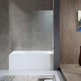 ANZZI SD1001BN-3260R 5 ft. Bathtub in White with 34" by 58" Frameless Hinged Tub Door in Brushed Nickel