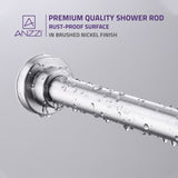 ANZZI AC-AZSR55BN 35-55 Inches Shower Curtain Rod with Shower Hooks in Brushed Nickel