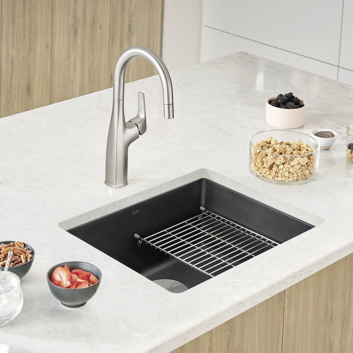 Blanco 442933 Precis SILGRANIT 21" Single Bowl Undermount Kitchen Sink - Coal Black