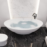 ANZZI FT-AZ8420 Masoko 6.2 ft. Solid Surface Center Drain Freestanding Bathtub in Matte White