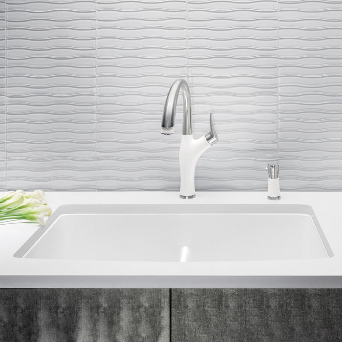 Blanco 442074 Diamond SILGRANIT 32" 50/50 Double Bowl Undermount Kitchen Sink in White
