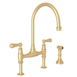 Rohl U.4719L-SEG-2 Perrin and Rowe Georgian Era Bridge Kitchen Faucet with Sidespray