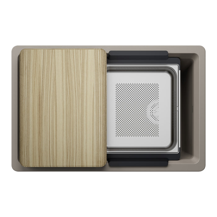 Blanco 443307 Inteos SILGRANIT 30" Single Bowl Undermount Workstation Kitchen Sink - Truffle