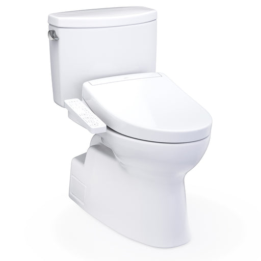 TOTO Washlet+ Vespin II Two-Piece Elongated 1.28 GPF Toilet and Washlet+ S2 Bidet Seat, Cotton White - MW4743346CEFG#01