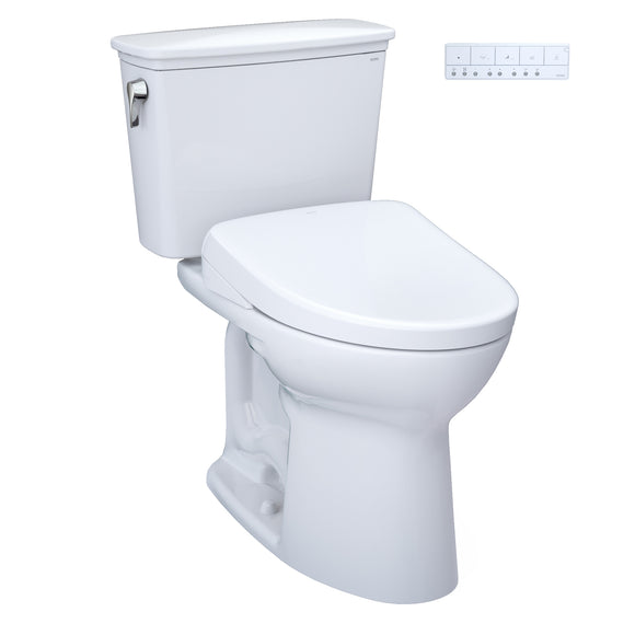 TOTO Drake Transitional WASHLET+ Two-Piece Elongated 1.28 GPF Universal Height TORNADO FLUSH Toilet with S7A Contemporary Bidet Seat, Cotton White - MW7864736CEFG.10#01