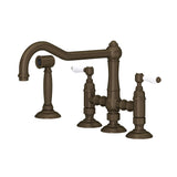 House of Rohl A1458LPWSTCB-2 Acqui Deck Mount Column Spout 3 Leg Bridge Kitchen Faucet with Sidespray