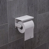 ALFI brand ABTPC66-W White Matte Stainless Steel Toilet Paper Holder with Shelf