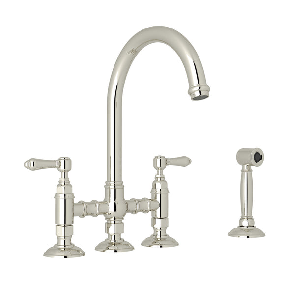 House of Rohl A1461LMWSPN-2 San Julio Bridge Kitchen Faucet with Side Spray