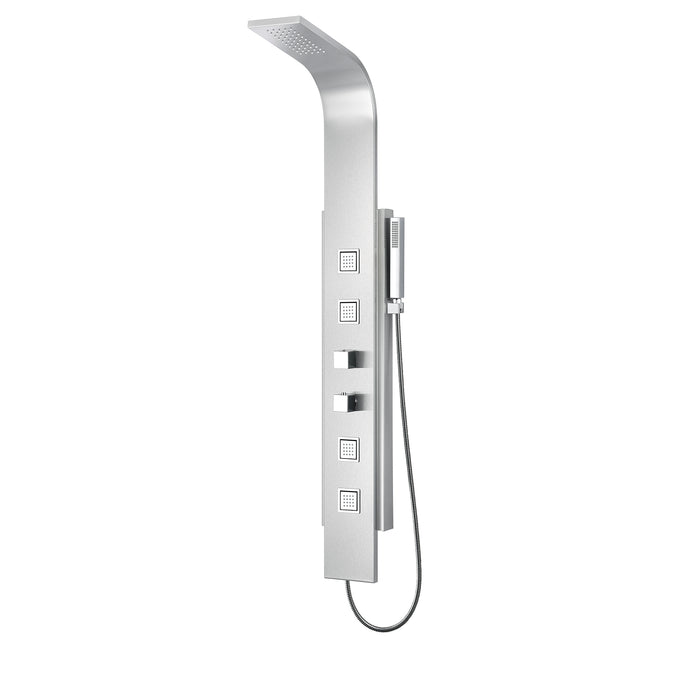 Visor 60 in. Full Body Shower Panel with Heavy Rain Shower and Spray Wand in Brushed Steel