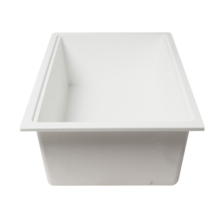 ALFI Brand AB3418SBUM-W White 33" Granite Composite Workstation Single Bowl Undermount Sink