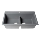 ALFI Brand AB3418DBDI-T Titanium 33" Granite Composite Workstation Double Bowl Drop-in Sink