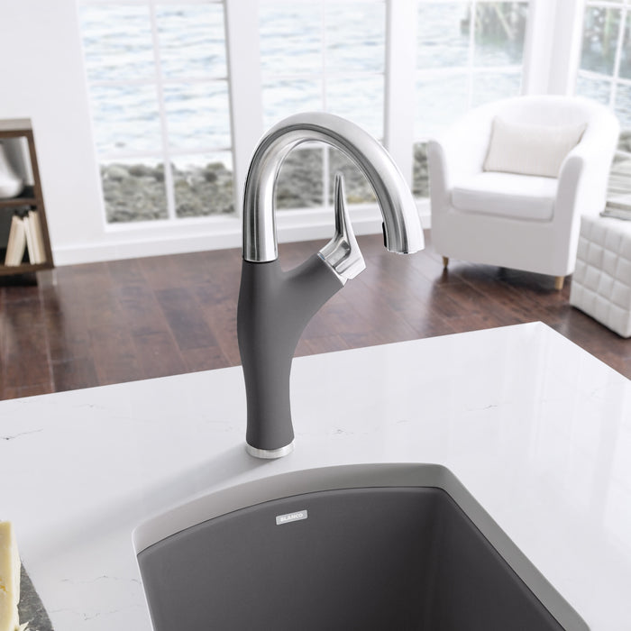 Blanco 526382 Artona Pull-Down Dual-Spray Bar Faucet - PVD Steel/Cinder