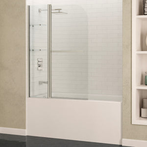 Galleon 48 in. x 58 in. Frameless Tub Door in Brushed Nickel