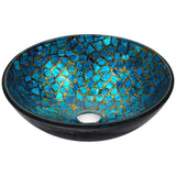 Mosaic Series Vessel Sink in Blue/Gold Mosaic