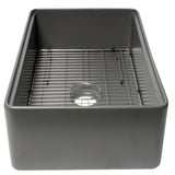 ALFI Brand ABFS3320S-GM Grey Matte Workstation 33" x 20" Single Bowl Step Rim Fireclay Farm Sink