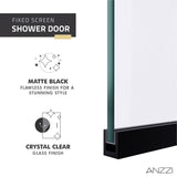 ANZZI SD-AZFL06001MB Veil Series 74" by 34" Framed Glass Shower Screen in Matte Black