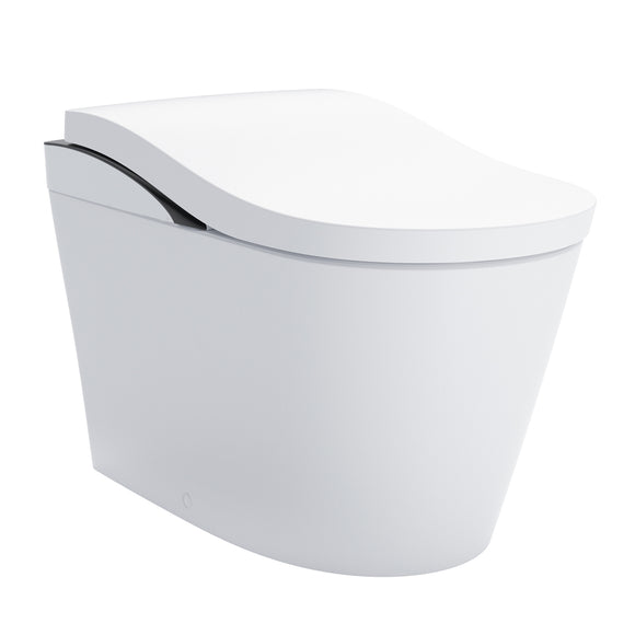 TOTO NEOREST LS Dual Flush 1.0 or 0.8 GF Integrated Bidet Toilet, Cotton White with Black Trim - MS8732CUMFG#01B